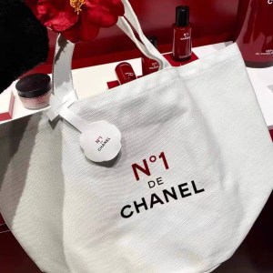 2022 Beauty專櫃禮品 N°1 DE CHANEL 紅山茶花系列  白色帆布購物袋